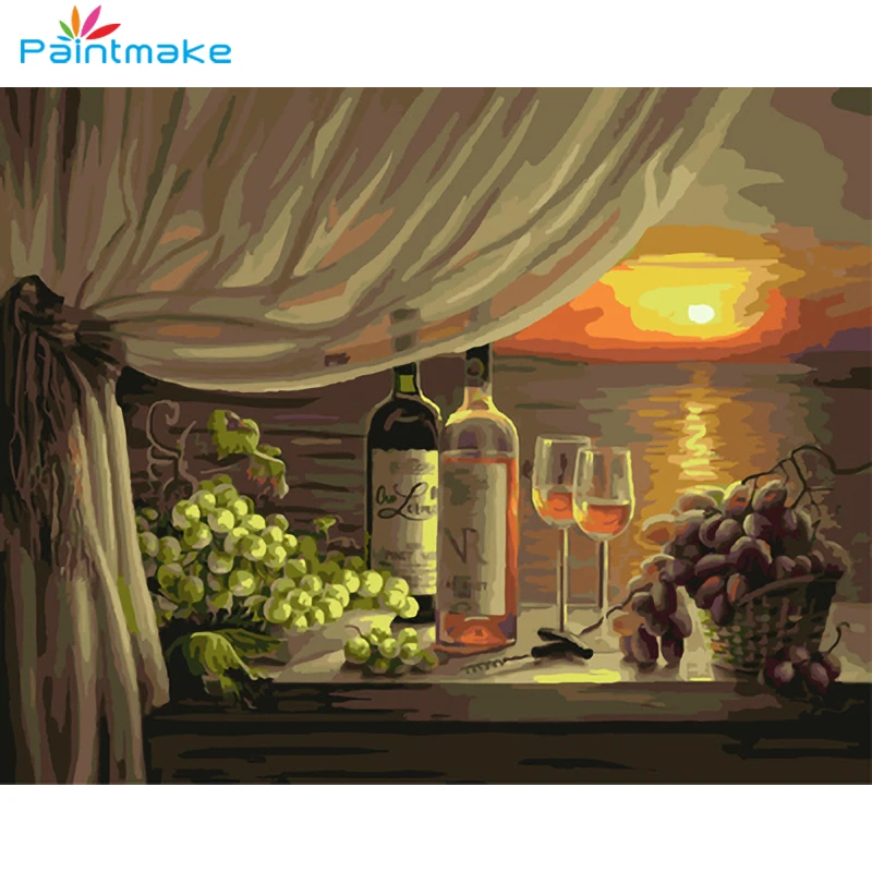 Paintmake установка солнце картина маслом по номерам без рамки DIY цифровой холст