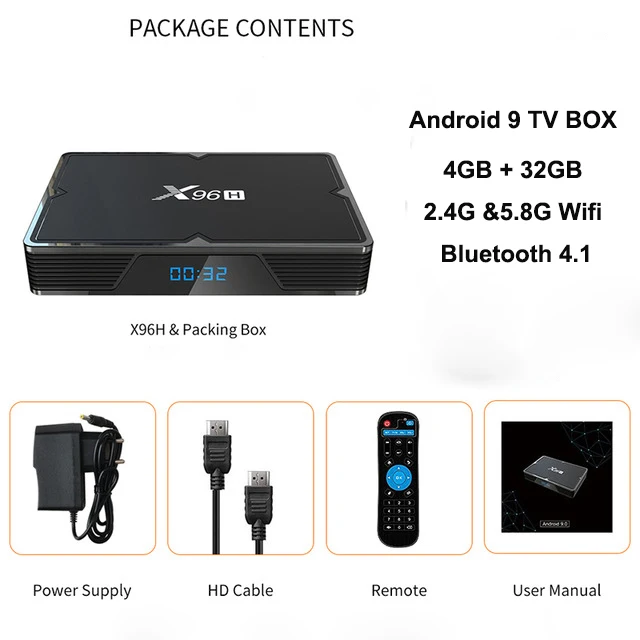 4GB 32GB TV BOX ТВ приставка X96H Android 9 4G 32G 64G Allwiner H6 четырехъядерный 2,4G/5 GHz wifi Bluetooth 4,1 Google tv BOX HDMI 2,0 6K HD телеприставка X96 - Цвет: 4GB 32GB TV BOX