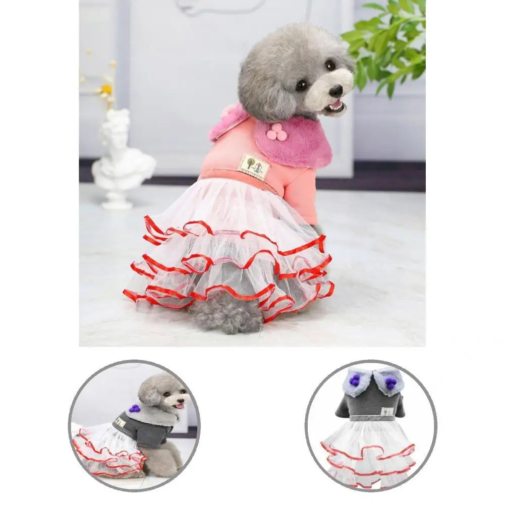 

Fashionable Pet Dress Button Closure Multi-layer Hem Pet Skirt Cute Pet Dogs Cats Princess Dress