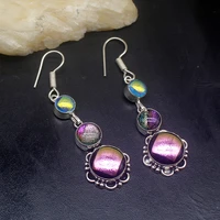 gemstonefactory big promotion unique 925 silver amazing special dichroic glass women ladies gifts dangle drop earrings 20212327