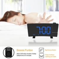 led fm projection 2 alarms clock multifunctional 5 inch curved screen 5 levels display brightness 4 adjustable alarm sounds