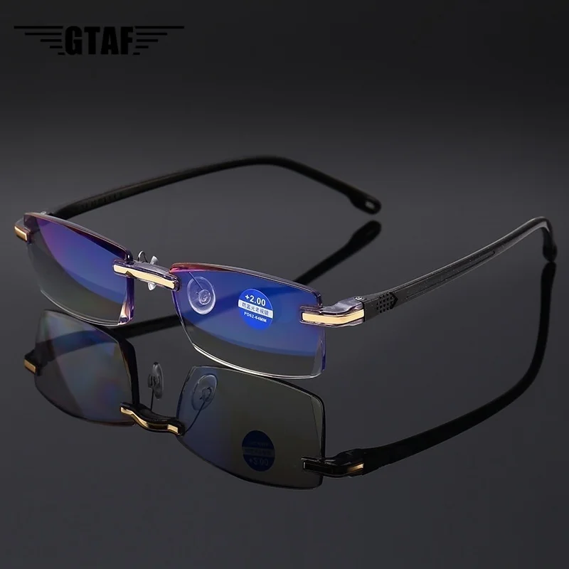 

New High-end Diamond Trimming EyeGlasses Anti Blue Light Frameless Glasses Man Women Reading Glasses+1.0+1.5+2.0+2.5+3.0+3.5+4.0