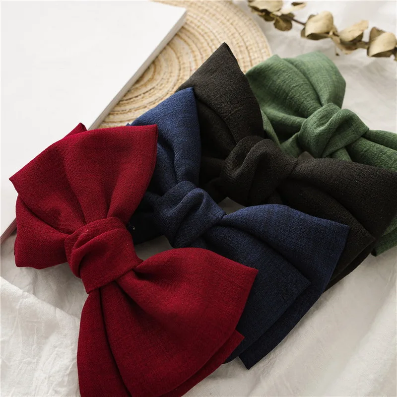 

2021 Elegant big Linen Bow Hairclips for women Vintage Hairgrips girls knot Barrettes lady Hairpins barette Hair clip Accessorie