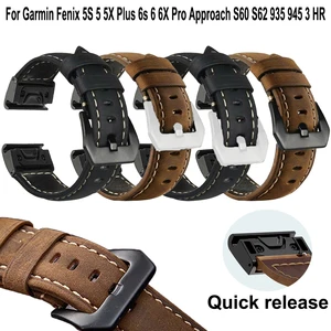 Quickfit Watch Strap For Garmin Fenix 6S 6 6X Pro 5X 5 5S Plus 3HR 935 945 7S 7 7X Genuine Leather b