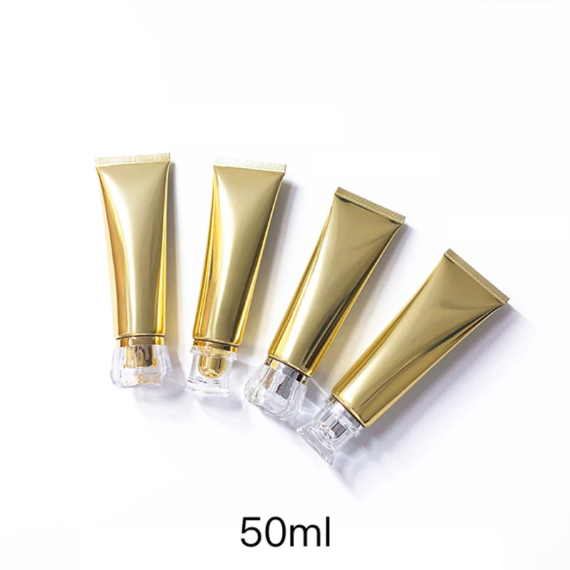 Пустая бутылка 50 мл из золотистого алюминия и пластика косметический Мягкий
