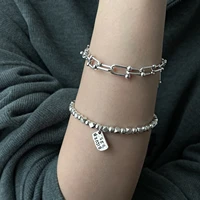 fmily european and american s925 sterling silver u shaped bracelet retro geometric squares for girlfriend personalized jewelry