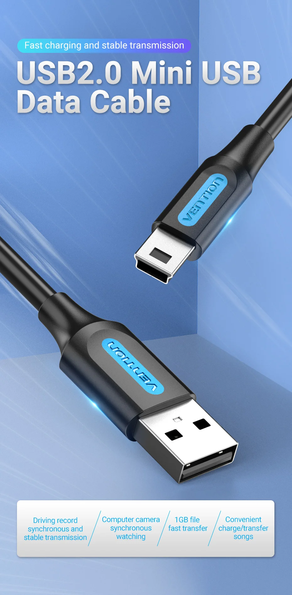 Thomson Mini-USB B-Stecker USB-Kabel Daten-Kabel für Navi MP4 MP3-Player Kamera 