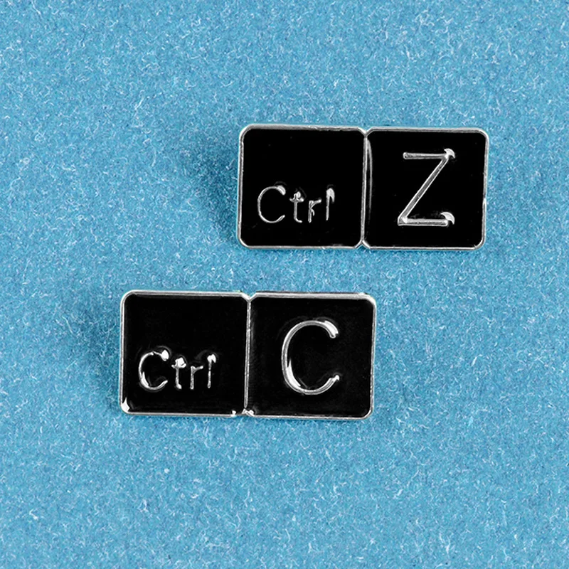 

Computer shortcut key enamel lapel brooch "Ctrl Z" "Ctrl C" classic punk badge and symbol clothes backpack pin gift for friends