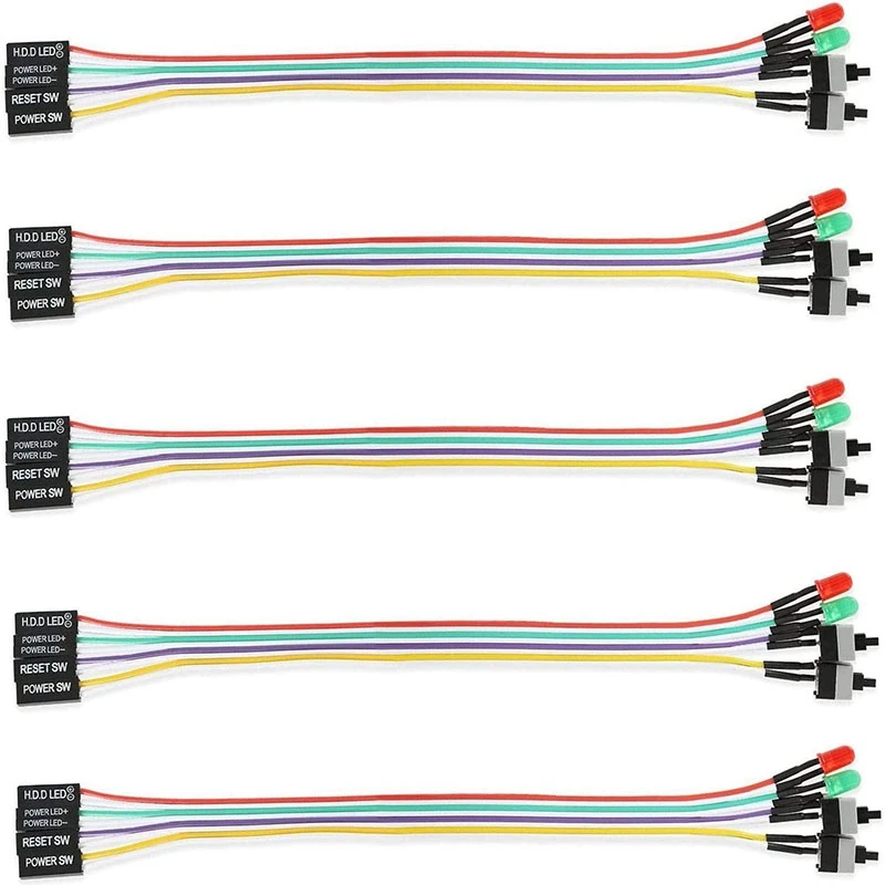 

Computer Case LED Light Red Green ATX Power Supply Reset HDD Switch Cable ATX 24Inch Case Front Bezel Wire Kit (5PCS)