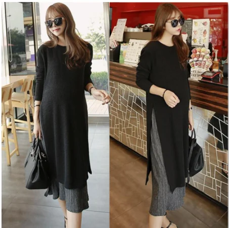 

2019 Pregnant Dresses Autumn Dress Loose Large Size Long-sleeved Korean Maternity Dress For Pregnant Women Breastfeeding Clothes