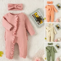 2022 spring baby girls outfits clothes set waffle zipper rompers newborn boys sleepwear toddler little girls new years costume