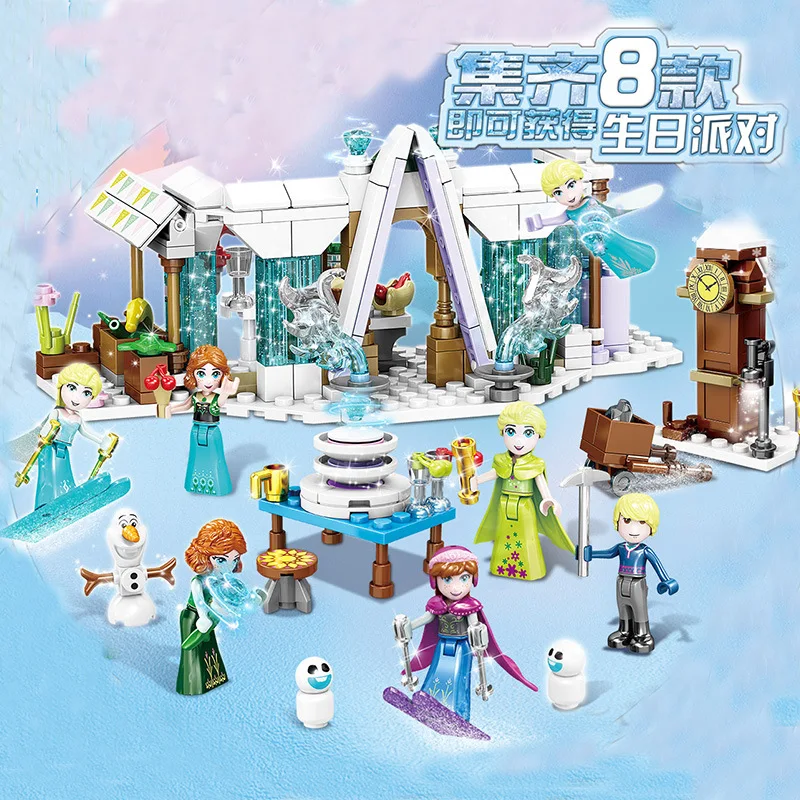 8Pcs Girl princess friend series winter christmas outdoor birthday party DIY Figures Building Blocks Toys For Children Gifts | Игрушки и