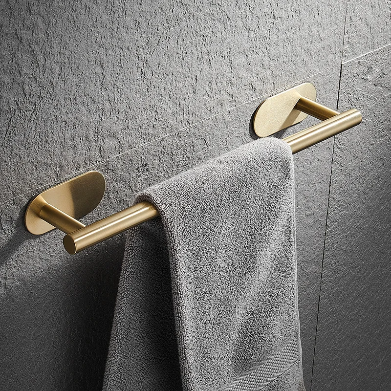 

Brushed Gold Bathroom Hardware Set Paper Holder Towel Rack Robe Hook Towel Bar Stainless Steel Bath Bathroom Accessories