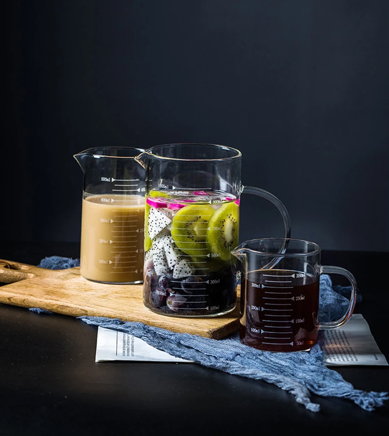 Творческий Стекло прозрачный мерная кружка с бамбуковой крышкой Пособия по