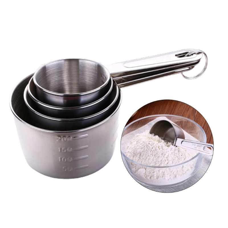 

Kitchen Measuring Cup pot ladle dipper Spoon Scoop with Handle Multi-size 4pcs set stainless steel counting cup