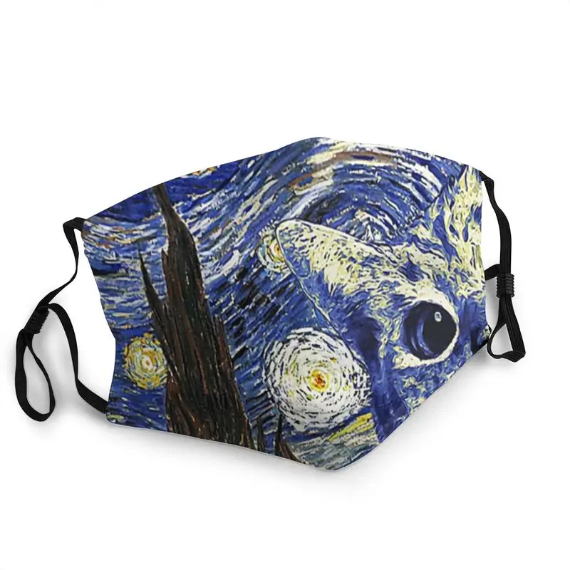 

Дышащая Маска для лица с забавным котом для мужчин и женщин, стильная противопылевая защитная маска в стиле Ван Гога, респиратор, маска для р...