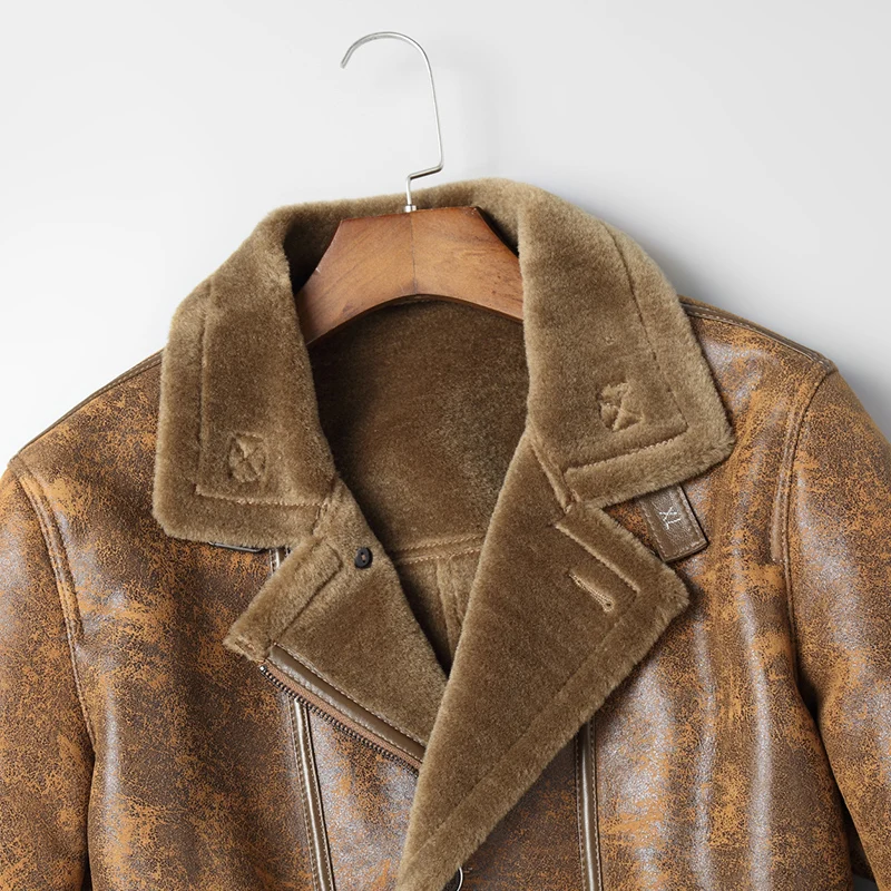 Официальное пальто DK из овечьей кожи с воротником костюмом Мужская зимняя