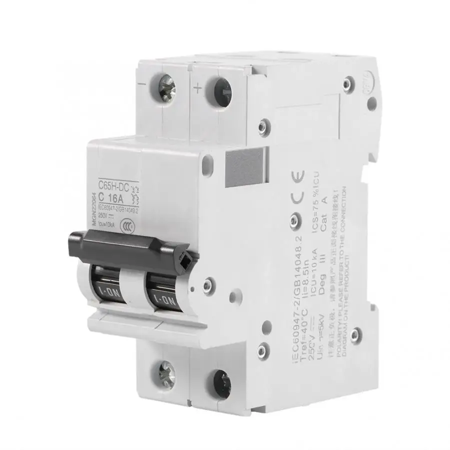 16A/32A/63A 250V DC Circuit Breaker 2P Miniature Air 10000A Breaking Capacity 2-Pole |