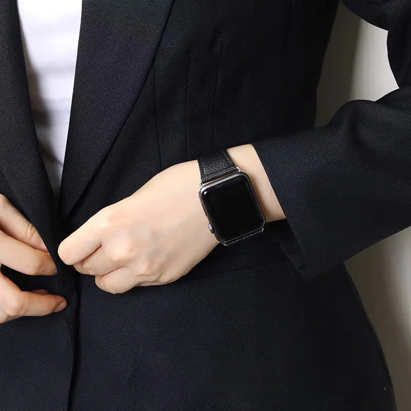 Samrt Watch Band for Apple Watch Band Series 6 SE 5 4 3 2 1 Leather Strap 44mm 38mm 42mm 40mm