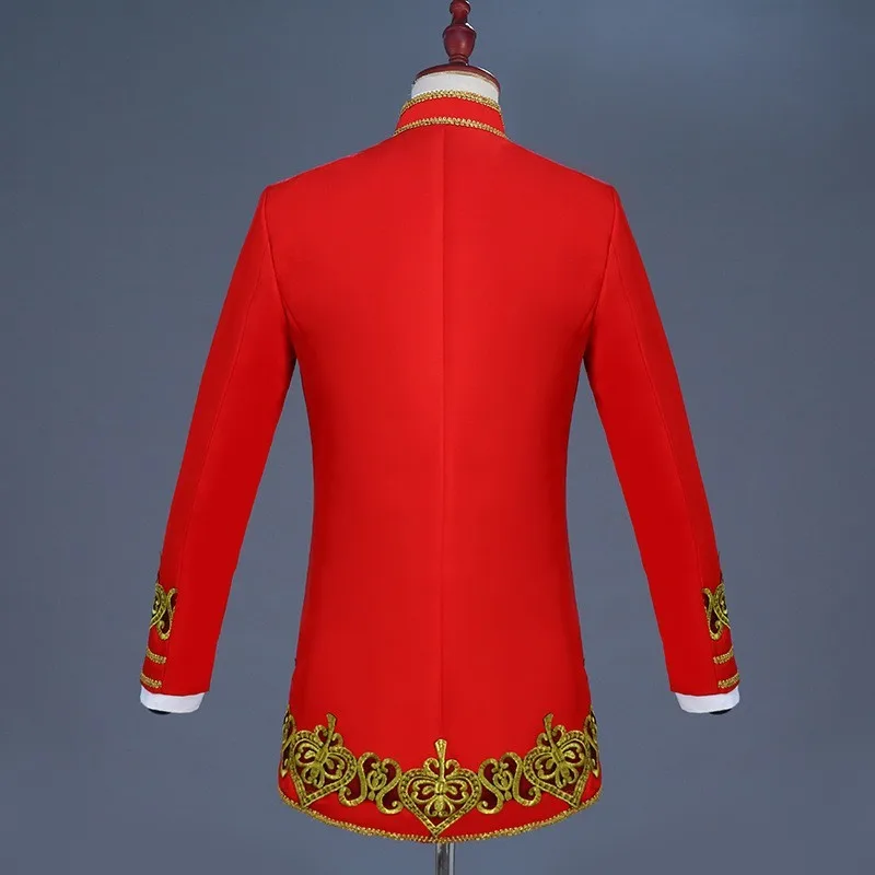 Пиджак + брюки жилет костюмы из 3 предметов Мужская золотая вышивка открытая