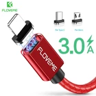 Кабель зарядный FLOVEME магнитный с оплеткой Micro USB Type-C, 3 А