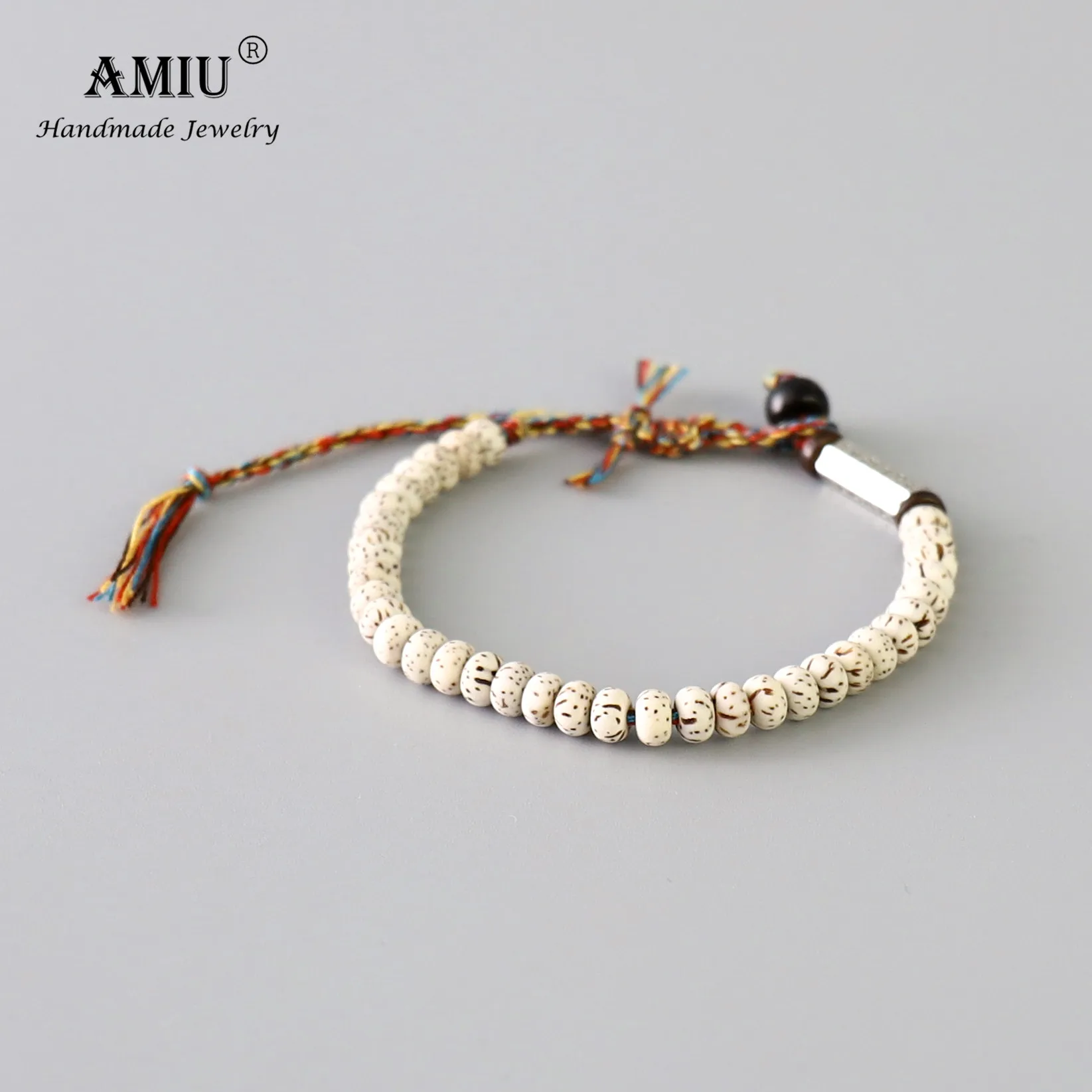 Handmade Tibetan Buddhist Lucky Knots Bracelet with Natural Bodhi Beads and Carved Amulet for Men - AMIU image 2