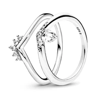 scalloped classic elegant heart crown fashion ring light luxury exquisite shiny zircon ladies birthday party senior jewelry