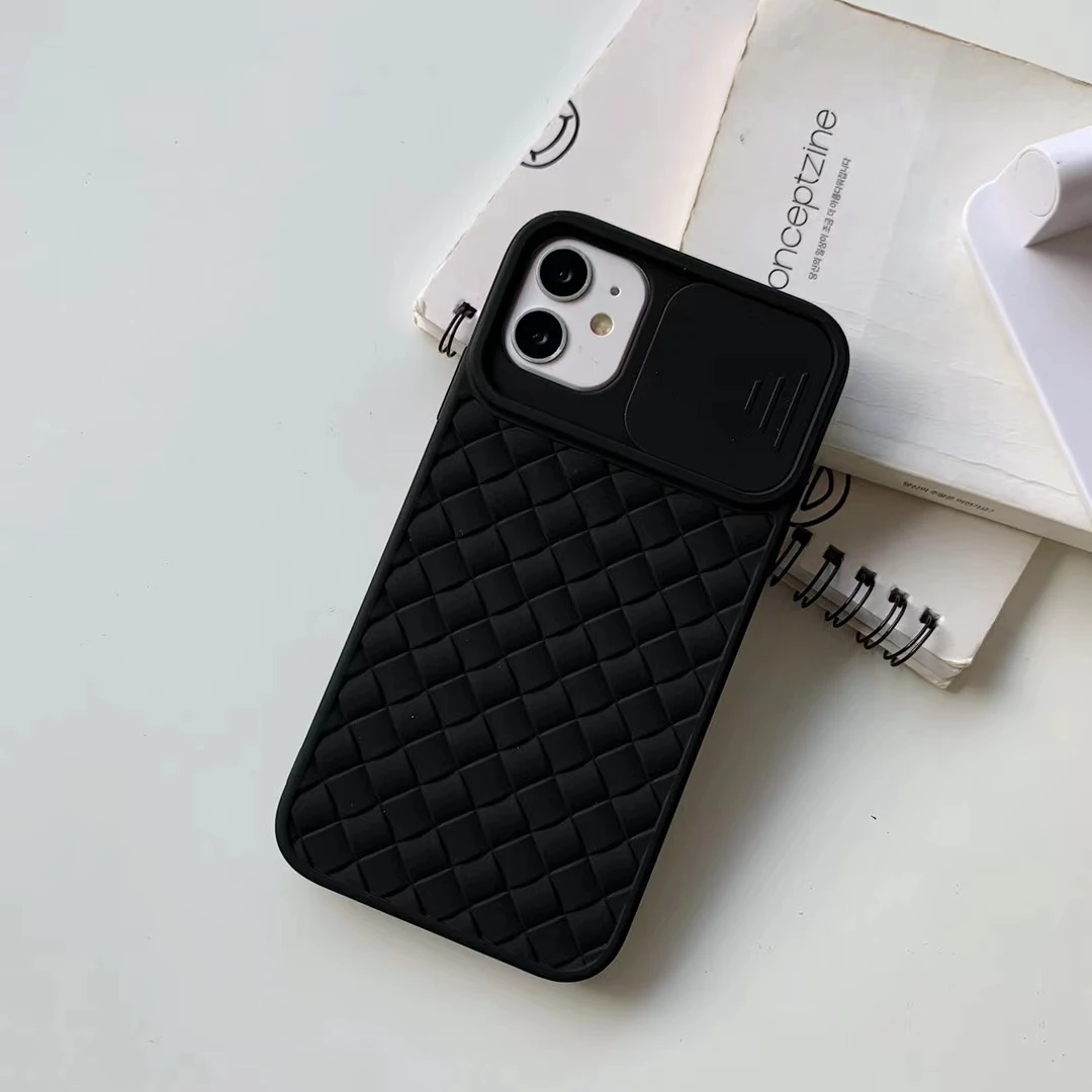 

for iPhone 12 Pro Max Case Slide Lens Neon Fluor Woven Breathable Silicone Protection Cover for iPhone X 7 8 Plus XR 11 Pro XS