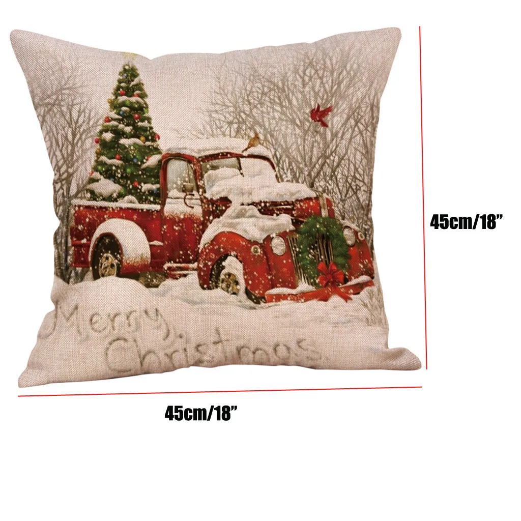 

Happy Christmas Pillow Cases Linen Sofa Cushion Cover Home Decor Pillow Case Christmas Decorations Happy New Year 20