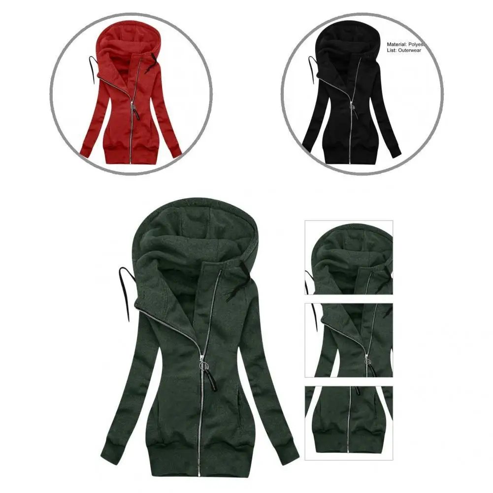 

Women Coat Charming Jacket Coat Super Soft Thick Trendy Solid Color Zipper Winter Coat