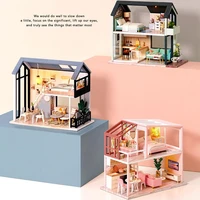 diy miniature doll house dust proof led building model educational kids toy