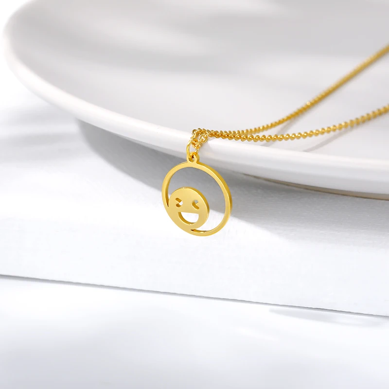 Ожерелье с подвесками в виде милой улыбки и эмоций Ювелирное Украшение для