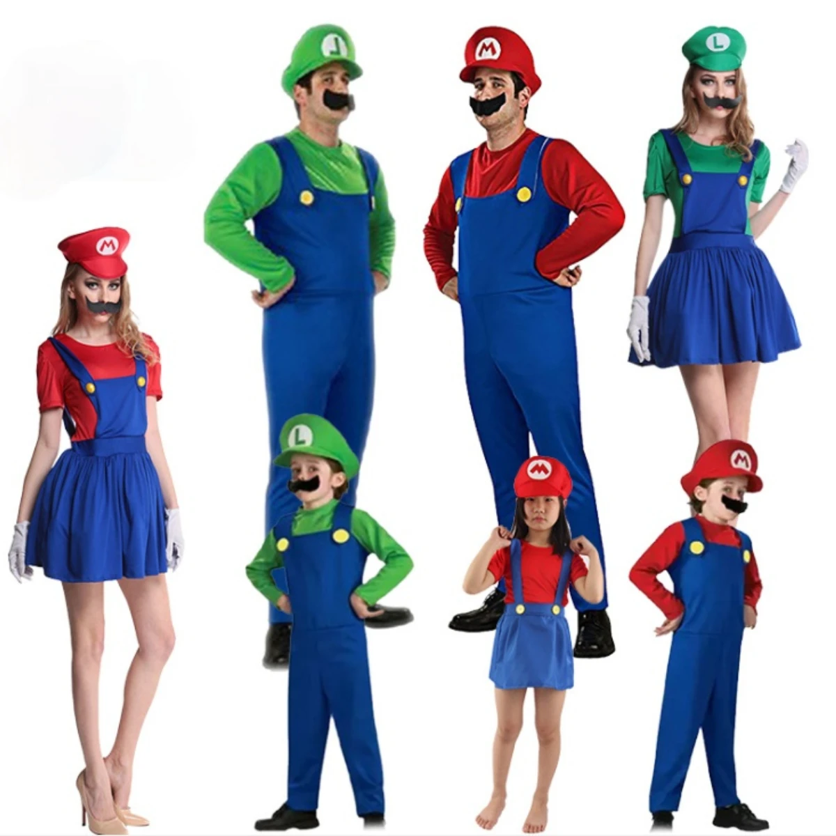 Adult children's game, cartoon super plumber Luigi brothers role play costume, Halloween Costume