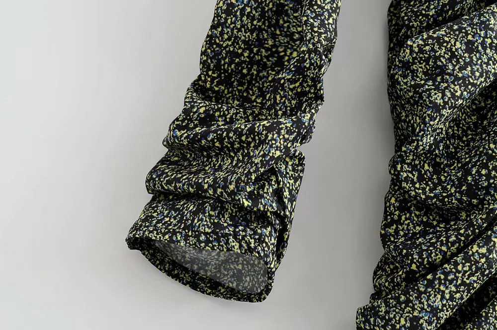 Женское Плиссированное мини-платье с v-образным вырезом и цветочным принтом