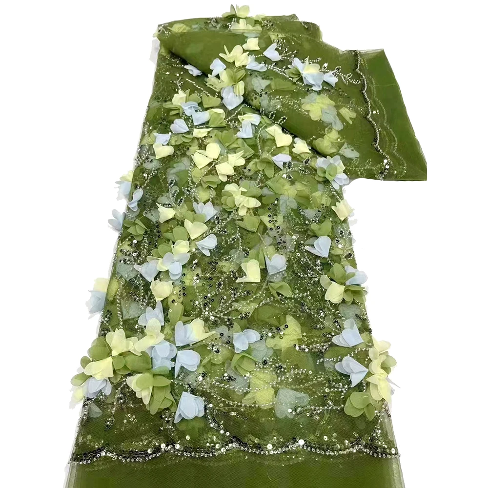 

Африканский нигерийский яркий 3D Цветочный фототкань, искусственный Сетчатый текстиль для шитья элегантных платьев