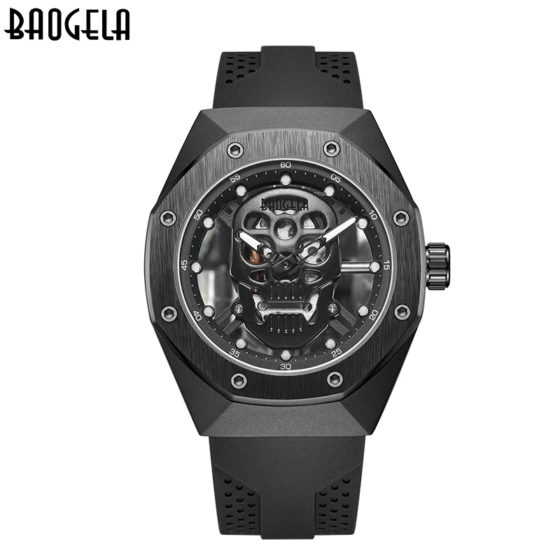 BAOGELAsquelette montres hommes évider étanche montre браслет crâne cadran militaire sport homme Relogios Masculino 190|Кварцевые