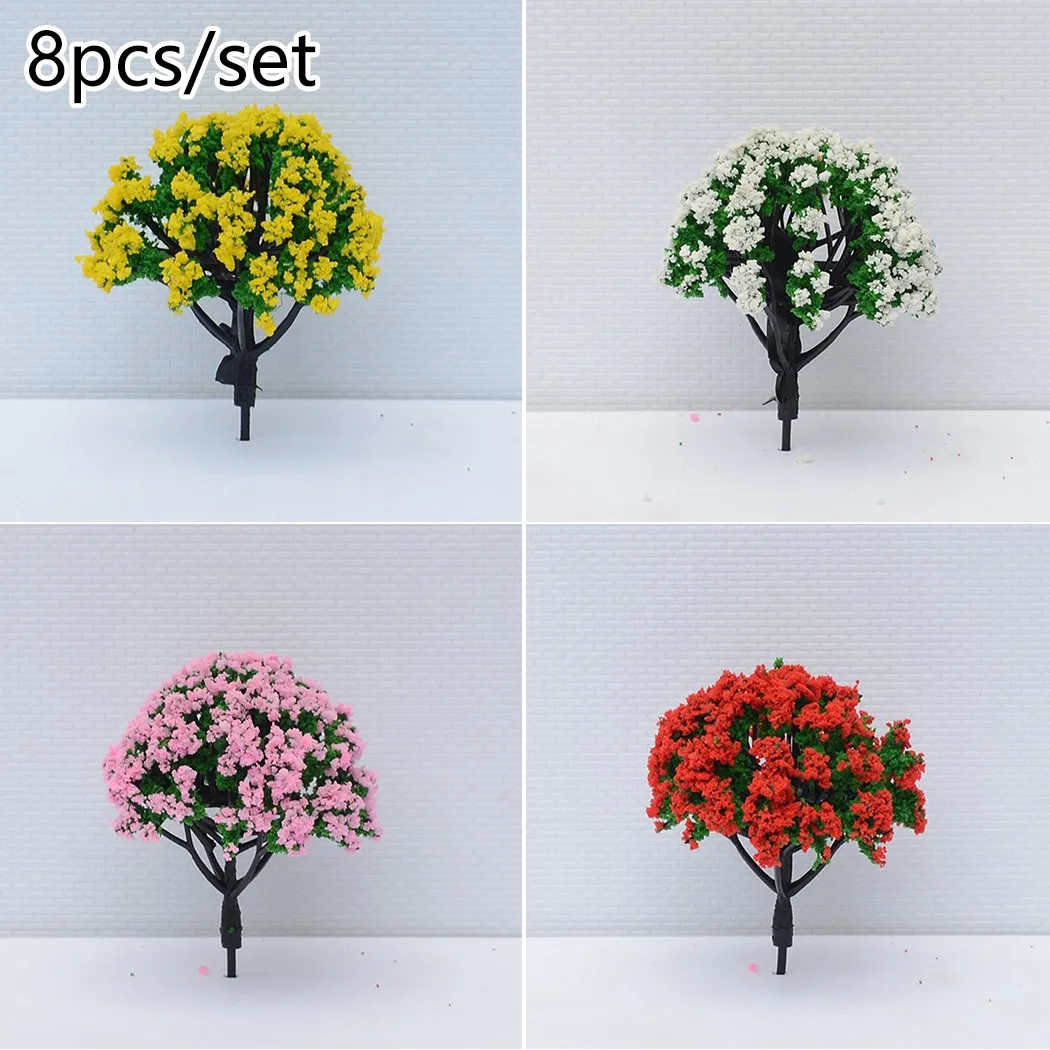 

8 Pcs Plastic Miniature Flower Tree Sand Table Garden Landscape Layout Model Tree 100% Brand New And High Quality