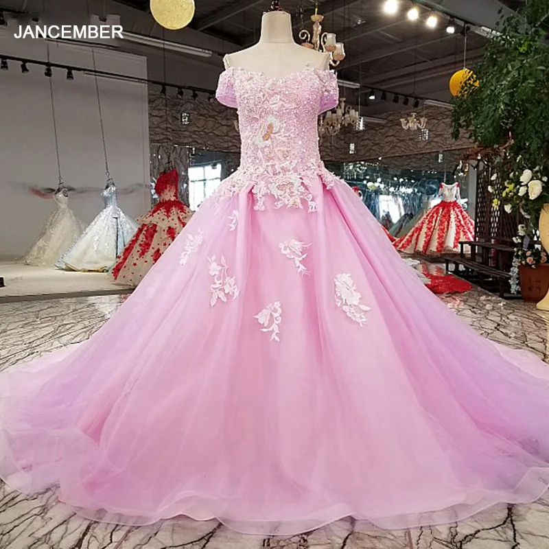 LSX83219 сиреневое бальное платье блестящее вечернее с открытыми плечами для