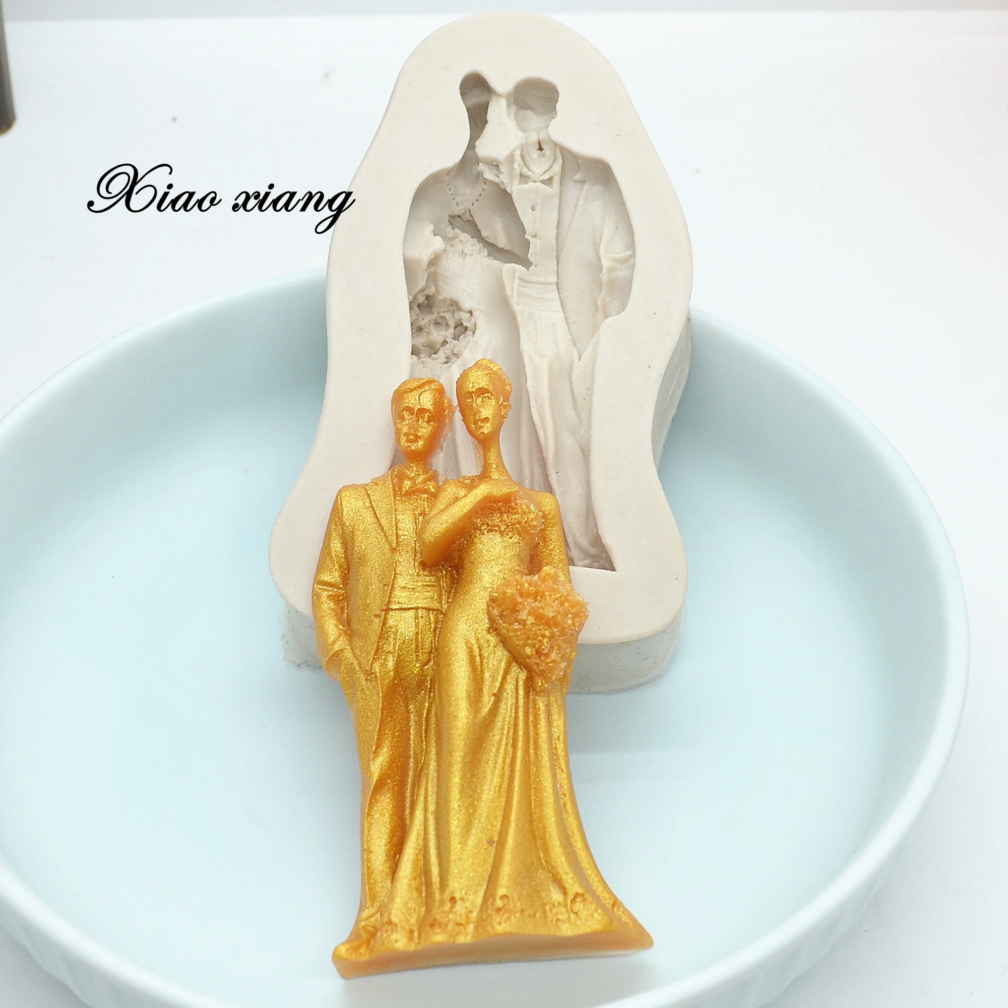 3D Жених и невеста свадебное силиконовый Fondant (сахарная) пресс формы для