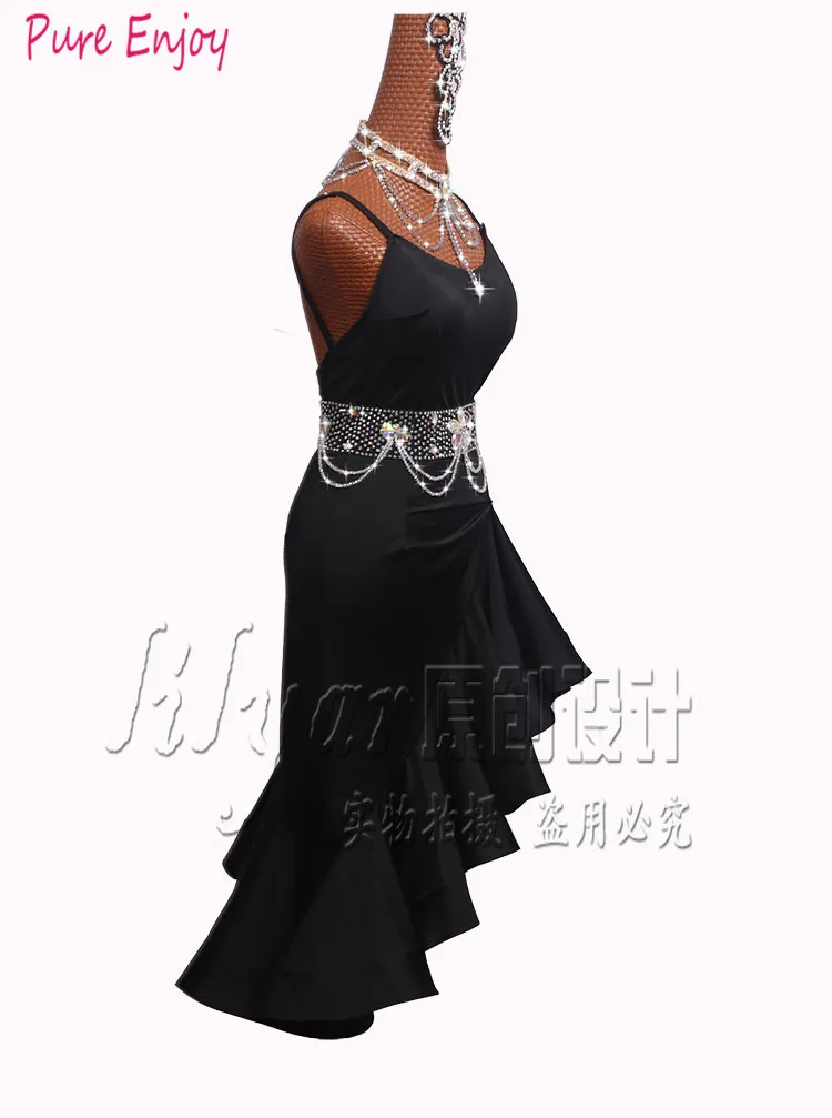 Черное сексуальное платье латинского танца для продажи танцевальная одежда
