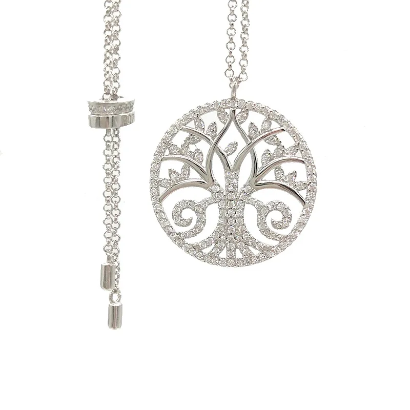 Простой полые Древо жизни женские ожерелья серебряного цвета циркон мама