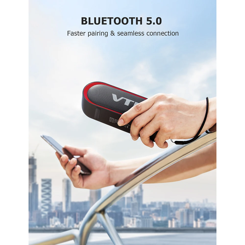 VTIN BH338 Bluetooth 5 0 IPX5 Водонепроницаемый портативный беспроводной динамик с мощными