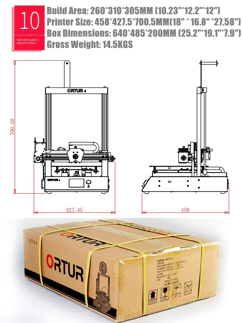 Подходит для начинающих Ortur4 металлический 3D-принтер для печати DIY Kit Магнитная платформа для сборки Impresora 3d линейные направляющие 3d Drucker