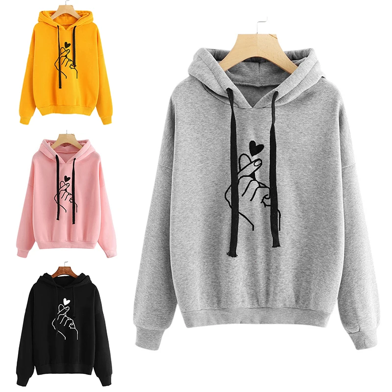 

Love Heart Sweatshirt Women 2021 Hot Fashionable And All-Match Loose Casual Printing Love Heart Hoodies Streetwear Fashion Tops