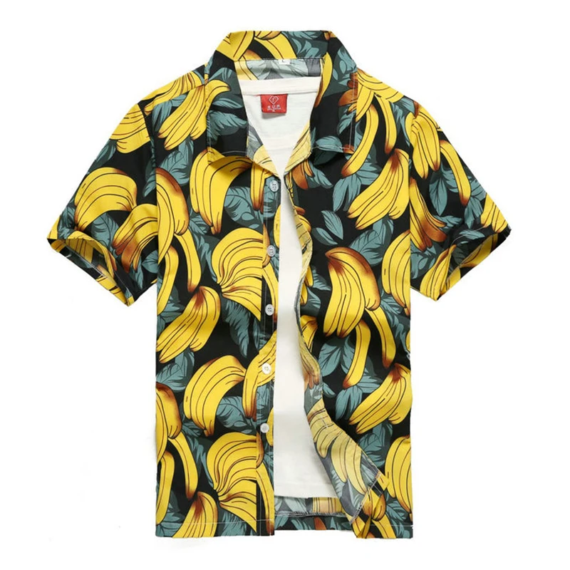 Пляжная рубашка 2020 Летняя мода camisa masculina с принтом &quotкокосовое дерево&quot