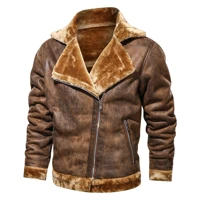 men clothing winter jacket turn down collar male fur fleece thick coats mens leather outwear streetwear windbreaker jacket men