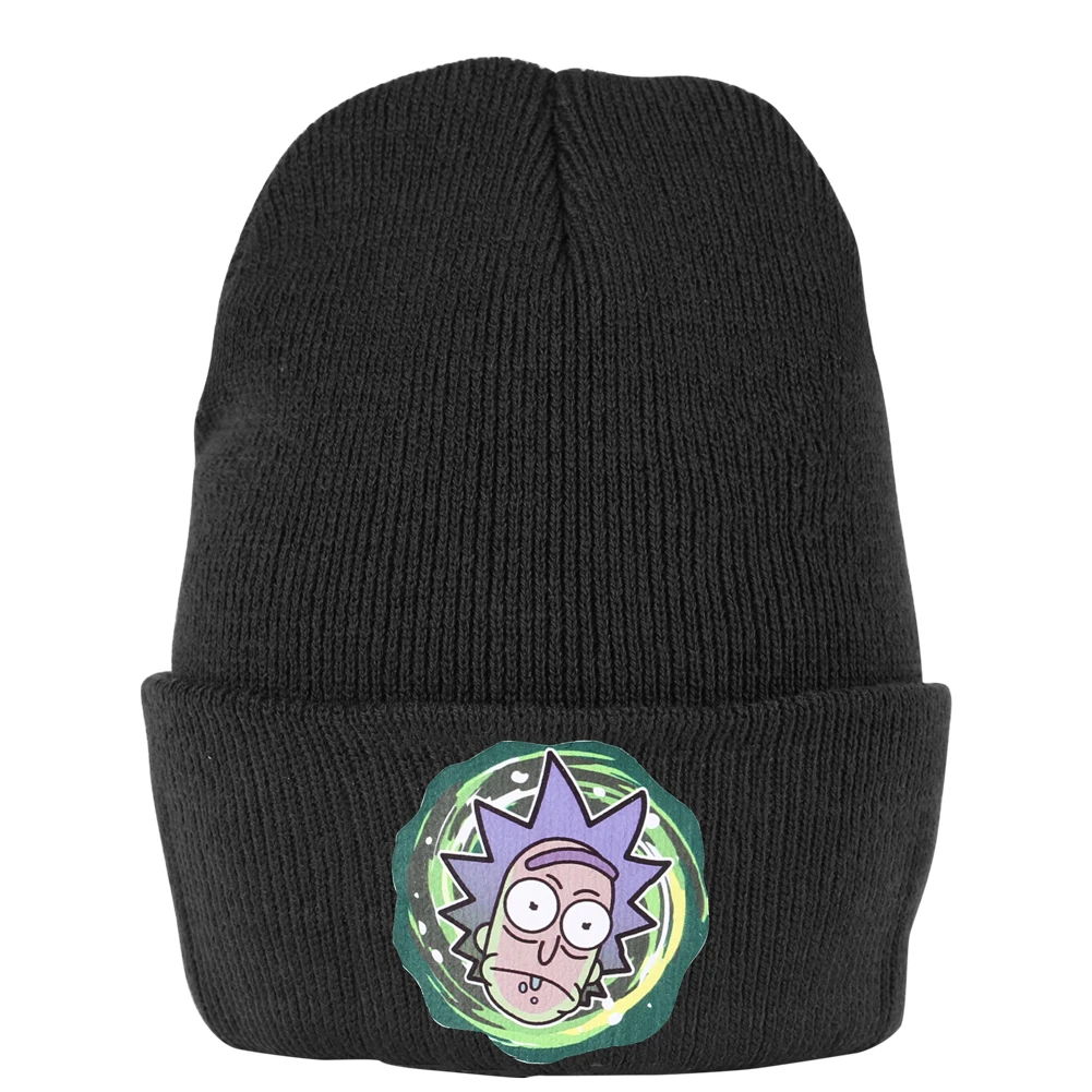 Вязаная Зимняя шапочка с мультяшным рисунком женская и мужская уличная