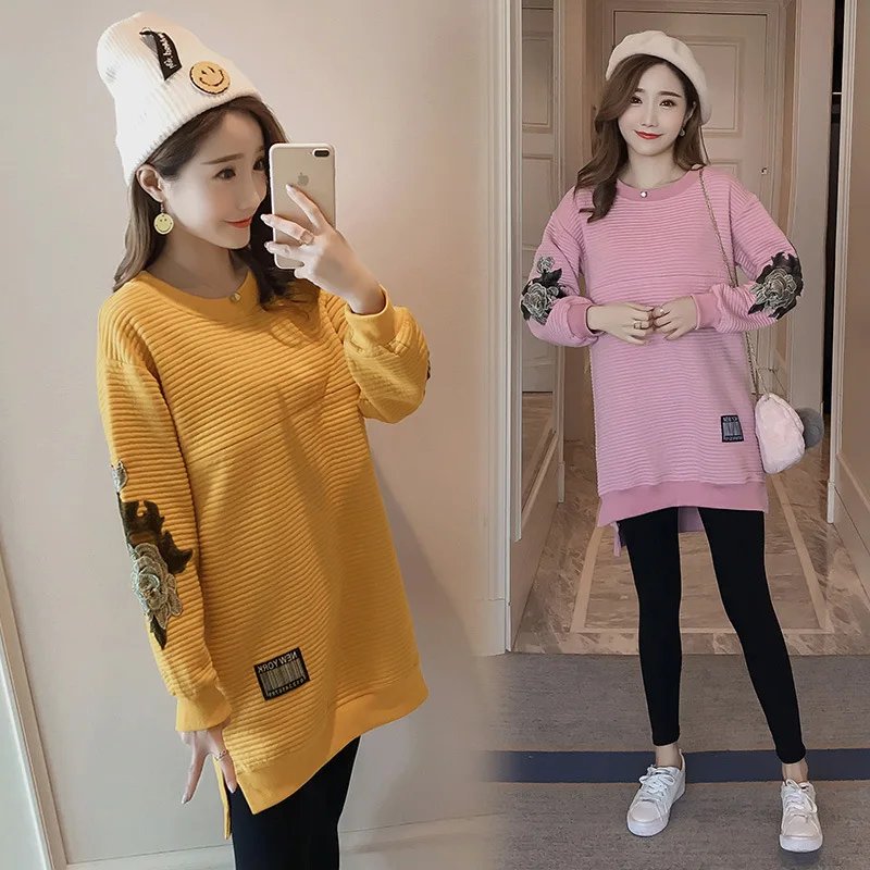 

Одежда для беременных и кормящих мам с вышивкой, топы для беременных и кормящих женщин, толстовки для грудного вскармливания, свитер, топы д...