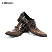 batzuzhi personality mens shoes pointed toe formal leather dress shoes men buckle formal leather business men shoes us6 us12