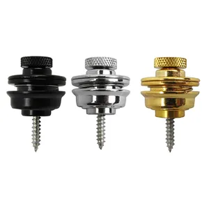 Замок с плоской головкой для бас-гитары, 2 шт., противоскользящий, со стопорными штифтами, ремешок гитары с кнопкой штифтов, хромированный, черный, золотой